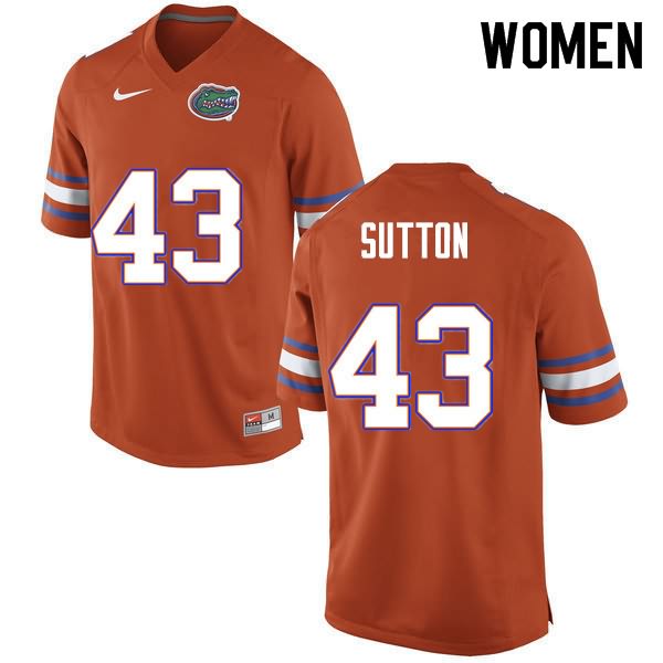 NCAA Florida Gators Nicolas Sutton Women's #43 Nike Orange Stitched Authentic College Football Jersey CQW8264YM